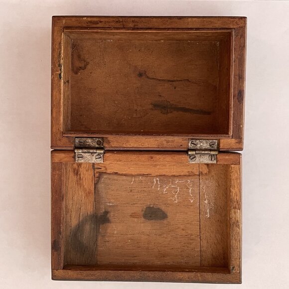 Vintage Handmade Wood Inlay Trinket Box - Picture 3 of 5